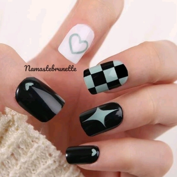2/$16 Black Hearts Press On Nails - Picture 3 of 15